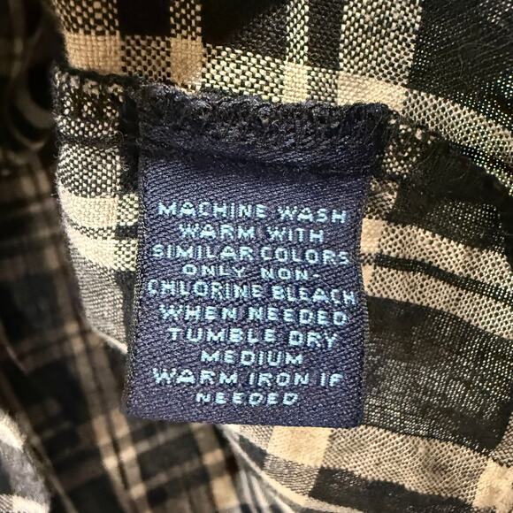 Westbound 18 Plus Black Plaid‎ Linen 3/4 Top Beach Lounge Vacation Summer Casual - Picture 7 of 8